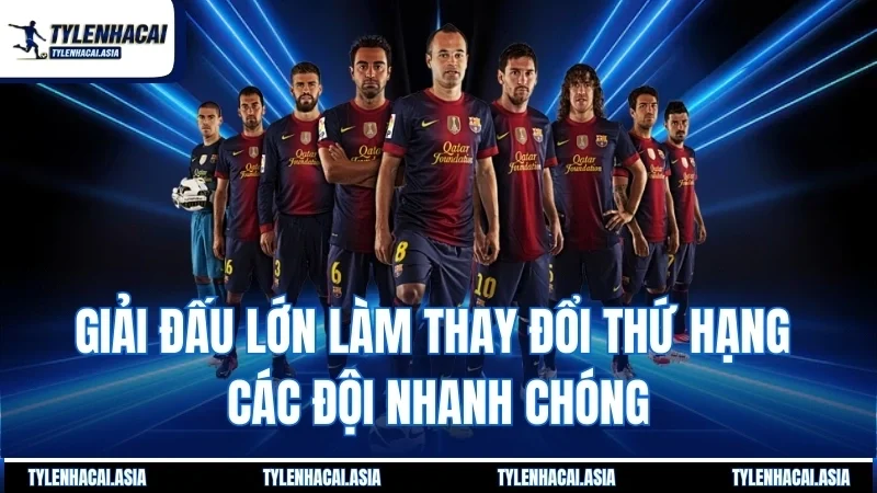 Giải đấu lớn làm thay đổi thứ hạng các đội nhanh chóng